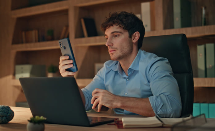 A man with his cell phone